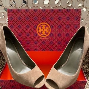 Tory Burch suede open toe heel size 6.5.
